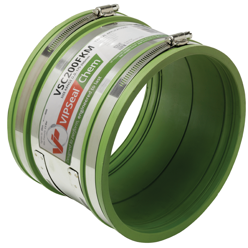 VIPSealChem VSC FKM Product Range - Standard Coupling with stainless steel shear band.