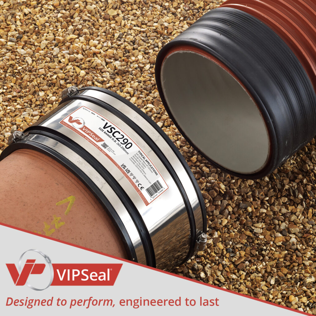 VIPSeal VSC standard pipe coupling with stainless steel shear band
