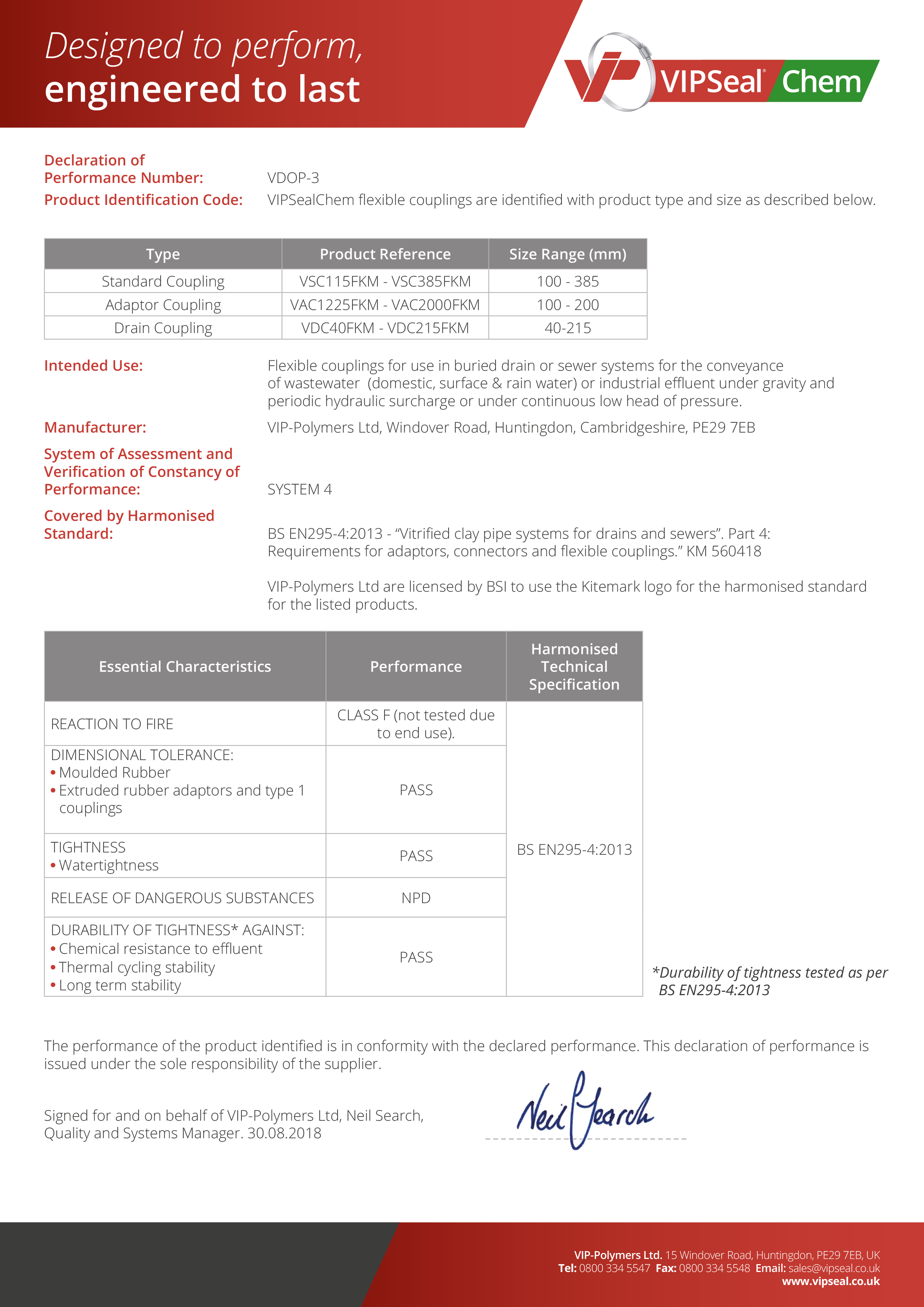 CE Declaration - VIPSeal Chem DOP-3