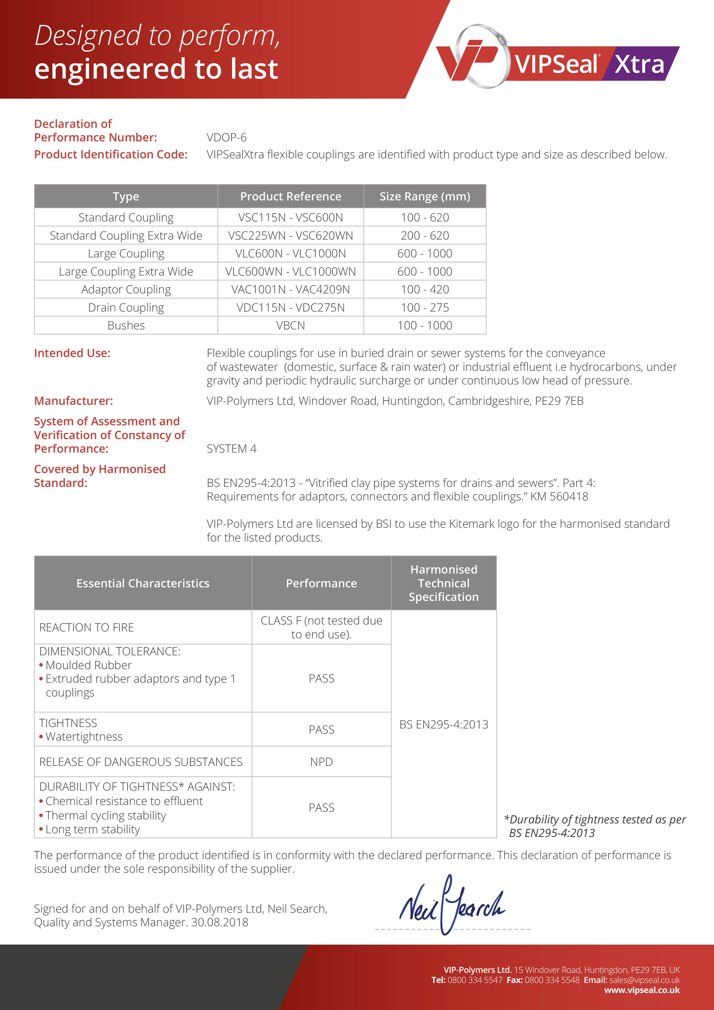 CE Declaration - VIPSeal Xtra DOP-4
